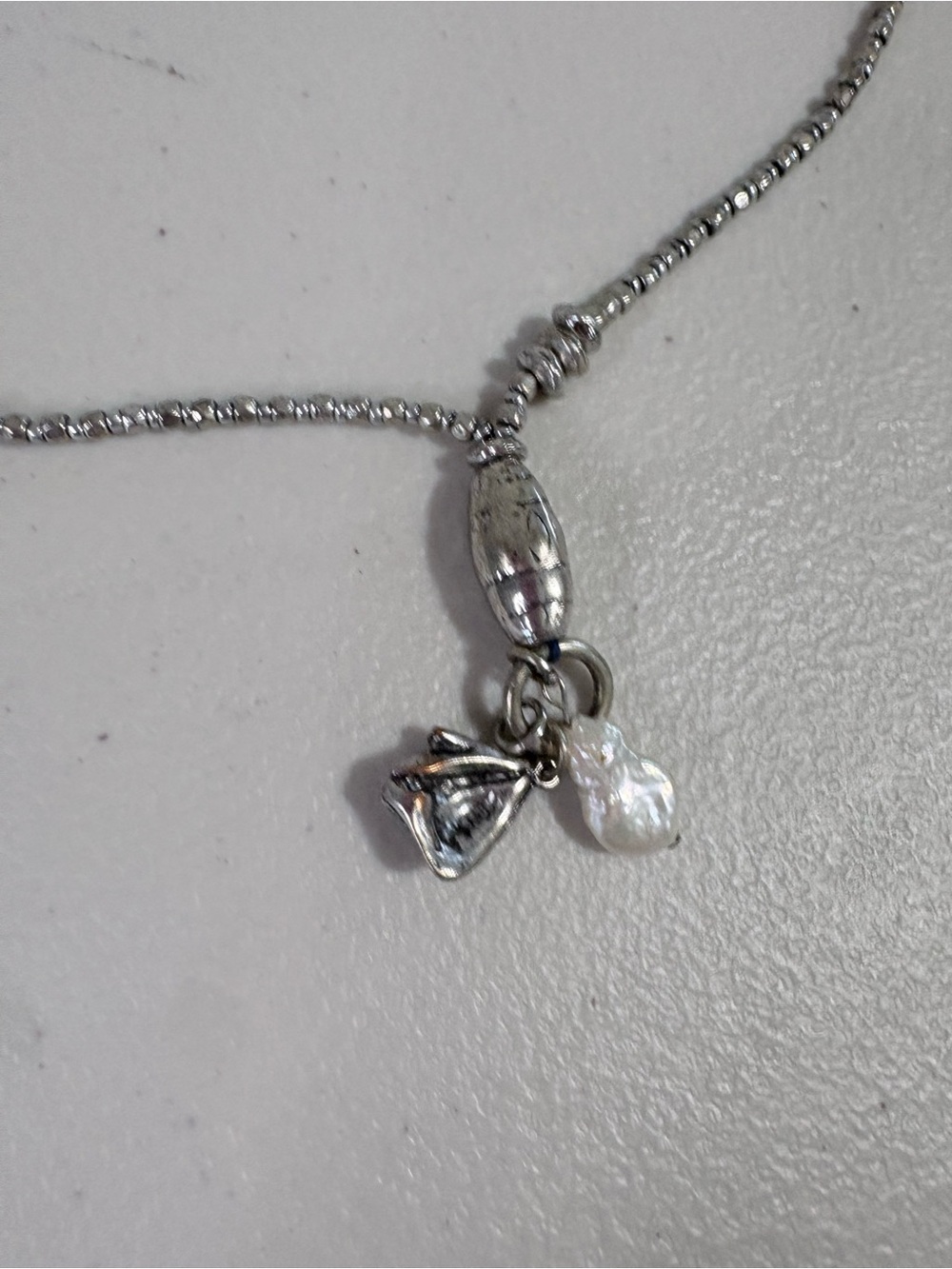 J. Jill Silver Tone Shell & Pearl Pendant Necklace 18” Necklace - Picture 3 of 5